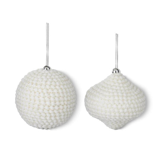 White Beaded Ornaments – Sold Separately