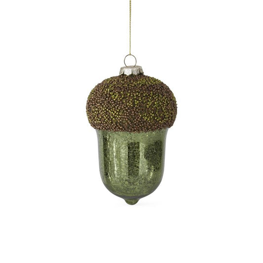 5.5" Green Mercury Glass Acorn Ornament