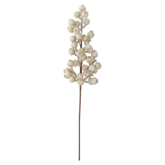 28" Champagne Glittered Berry Stem