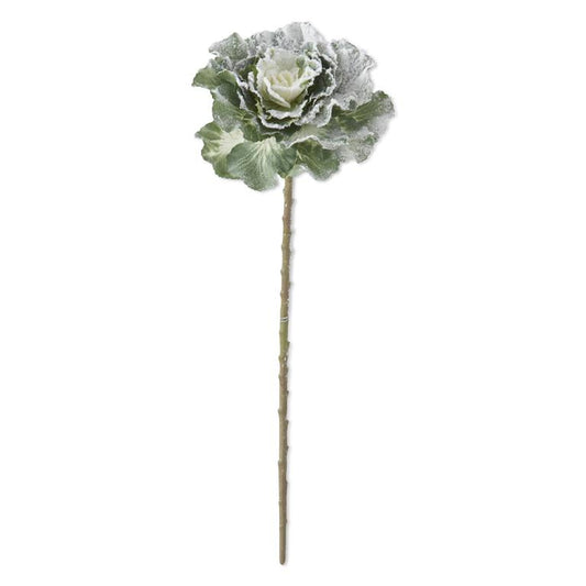 18.5" Glittered Flocked Cabbage Stem