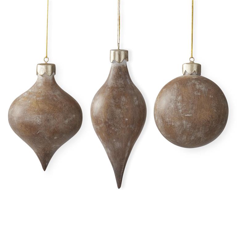 Faux Wood Polyresin Ornaments – Sold Separately