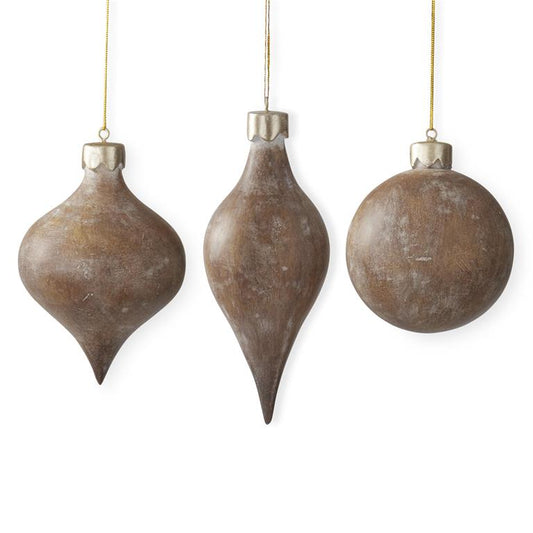 Faux Wood Polyresin Ornaments – Sold Separately