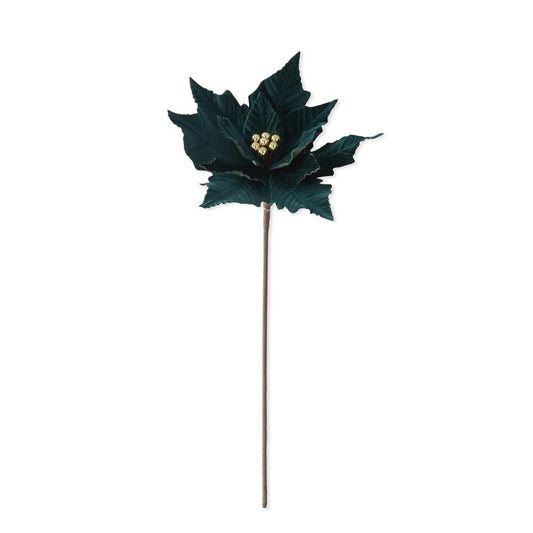20" Teal Velvet Poinsettia Stem