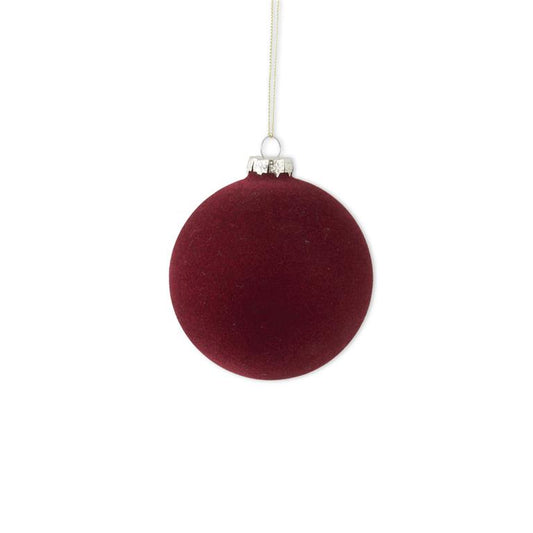 5" Glass Burgundy Velvet Ball Ornament