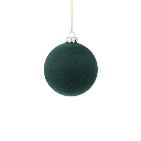 5" Glass Velvet Ball Ornament – Green