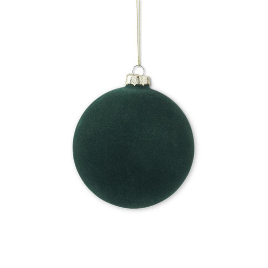 5.75" Glass Velvet Ball Ornament – Green