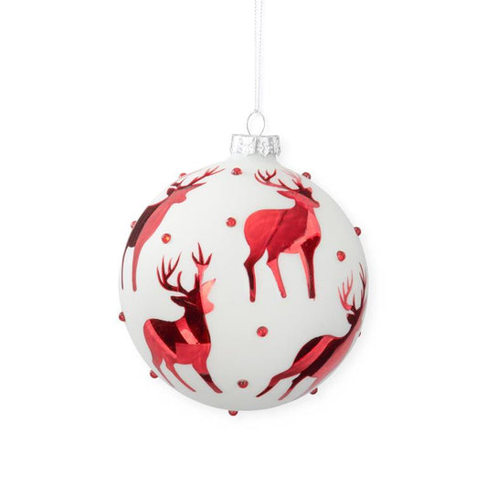 5.5" Red Reindeer Glass Ornament