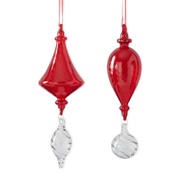 Red Glass Finial Ornaments – Sold Separately