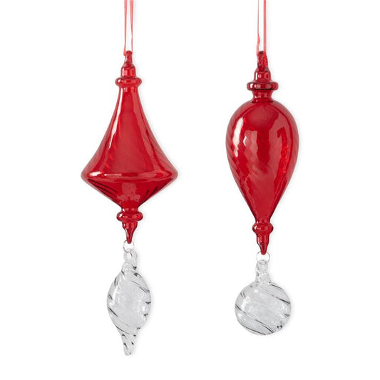 Red Glass Finial Ornaments – Sold Separately