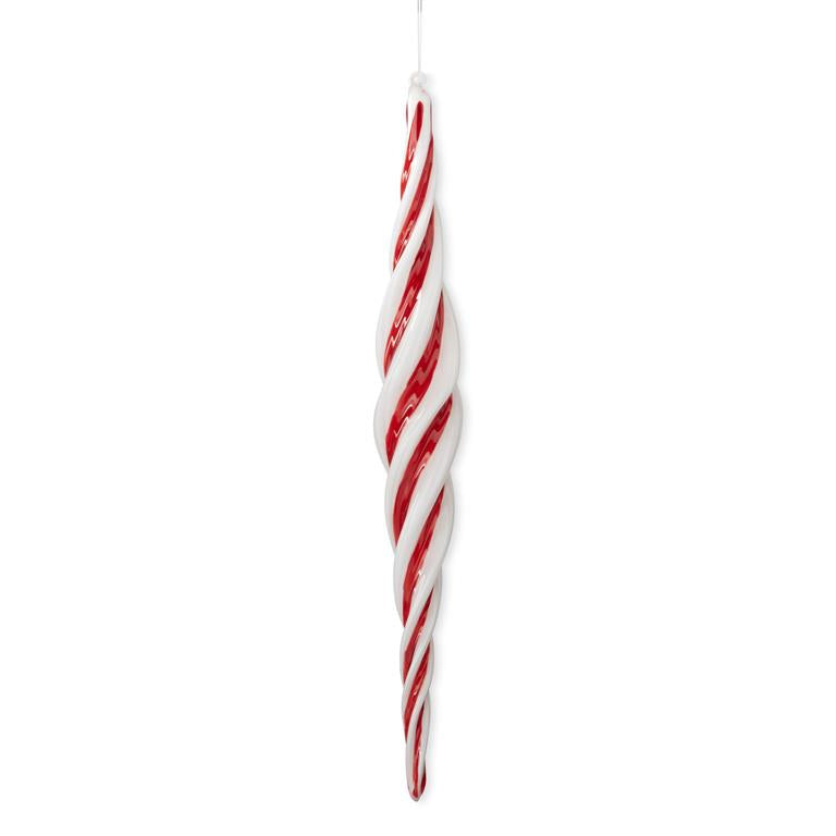 17.5" Glass Peppermint Twist Icicle Ornament