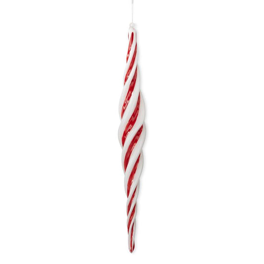 17.5" Glass Peppermint Twist Icicle Ornament