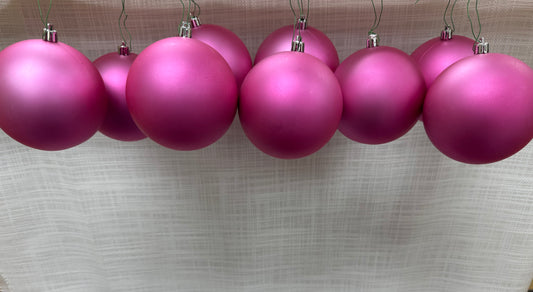 Set of (9) Fuchsia Matte Ball Ornaments