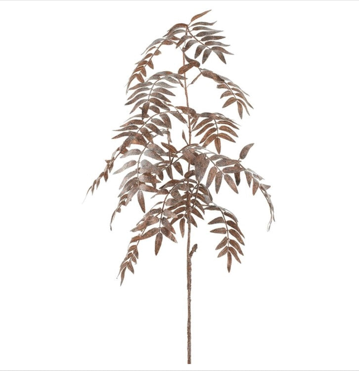 47” Glittered Honey Locust Leaf Spray – Brown