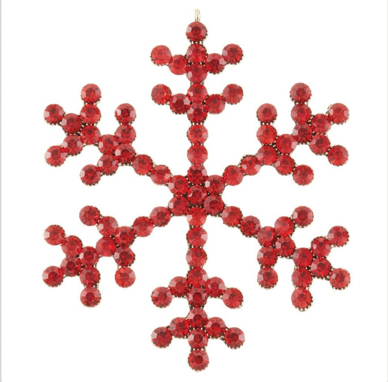 3.5” Rhinestone Snowflake Ornament – Red