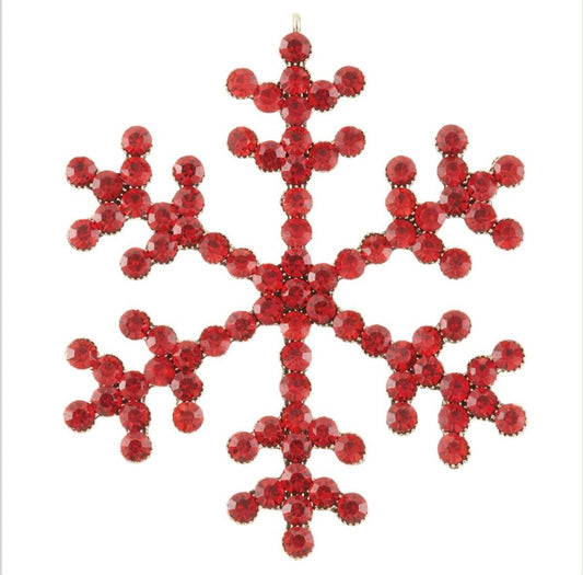 3.5” Rhinestone Snowflake Ornament – Red