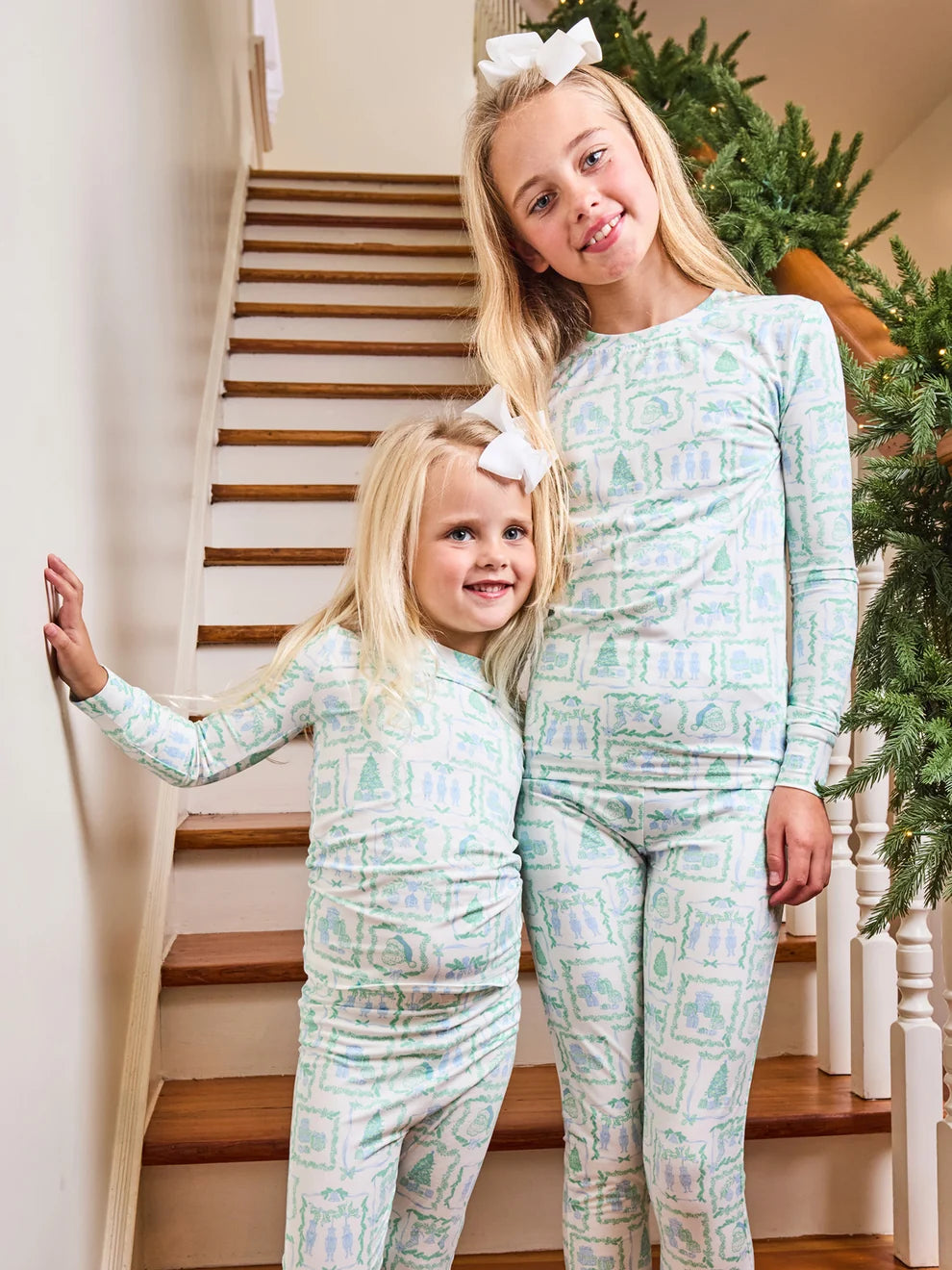 Annie Kids Pajama Set – Yuletide Vignettes Blue | Mary Square