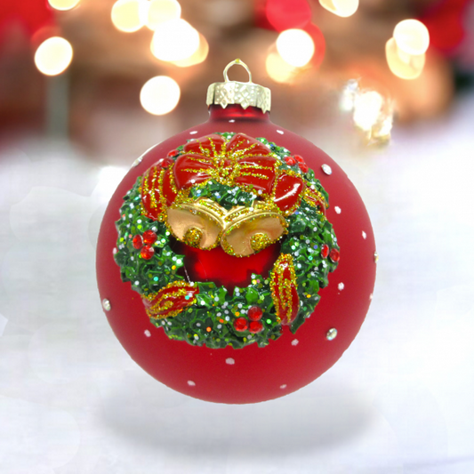Red Wreath & Bells Ornament