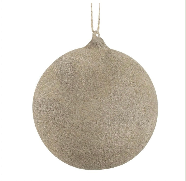 4.75” Glittered Ball Ornament – Beige