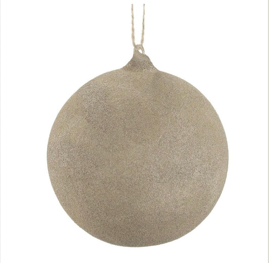 4.75” Glittered Ball Ornament – Beige