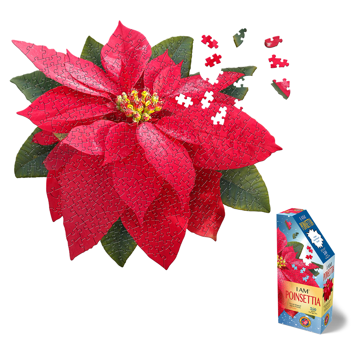 I AM Poinsettia™ – 350 Piece Floral-Shaped Jigsaw Puzzle