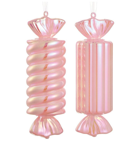 Pink Iridescent Candy Ornaments – 12” (Sold Separately)