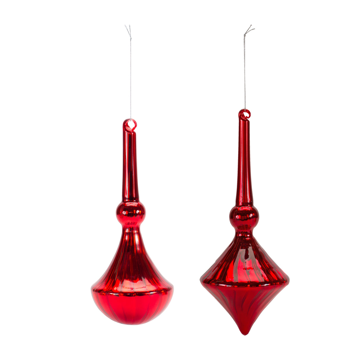 Ruby Red Glass Finial Ornaments – 10.5"