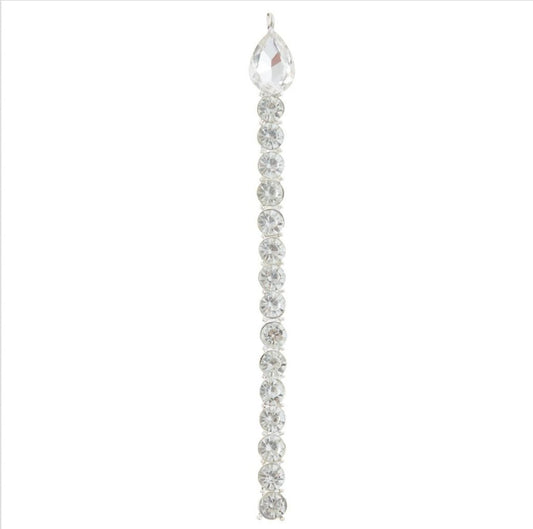 5.5” Rhinestone Candle Ornament – Clear Silver