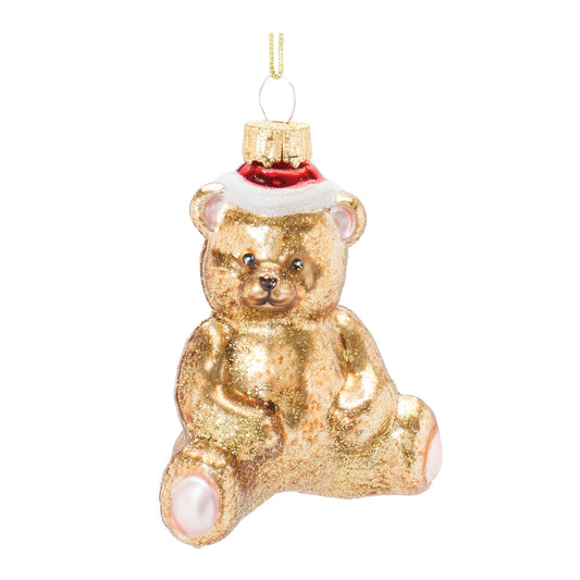 Glittered Teddy Bear Ornament – 3.75”