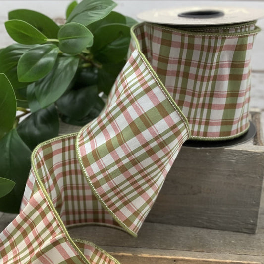 Cranberry Festive Plaid Ribbon – 4” x 10 Yards