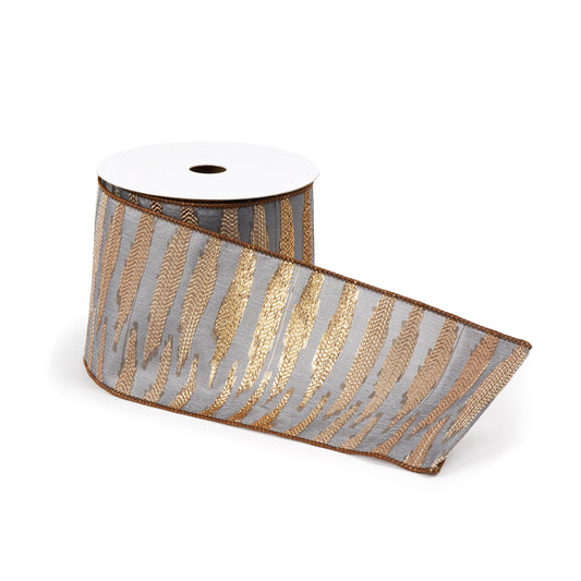 Metallic Gold & Gunmetal Ribbon – 4" x 10 Yards