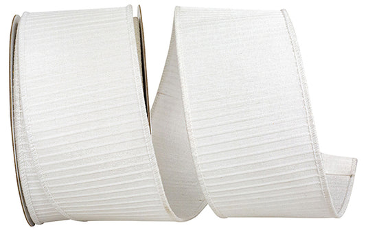Pleated Metallic White Ribbon – 2.5" x 10 Yards