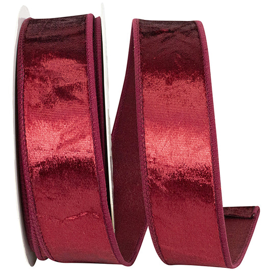 Ruby Velvet Wired Ribbon - 1.5" x 10 Yards