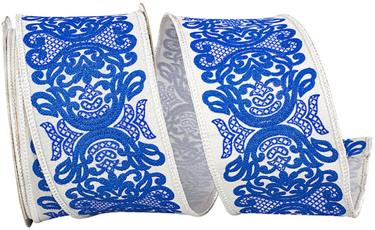 Royal Blue Scrollwork Ribbon – 2.5" x 10 Yards