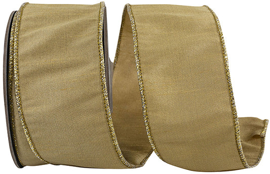 Golden Olive Dupioni Ribbon – 2.5” x 10 Yards