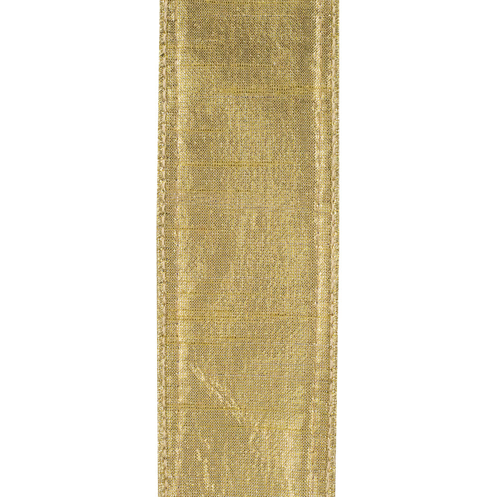 2.5" x 5 Yds Pearl Velvet & Metallic Reversible Wired Ribbon
