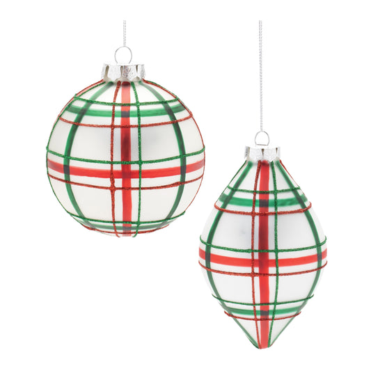 Red & Green Plaid Ornaments – Sold Separately