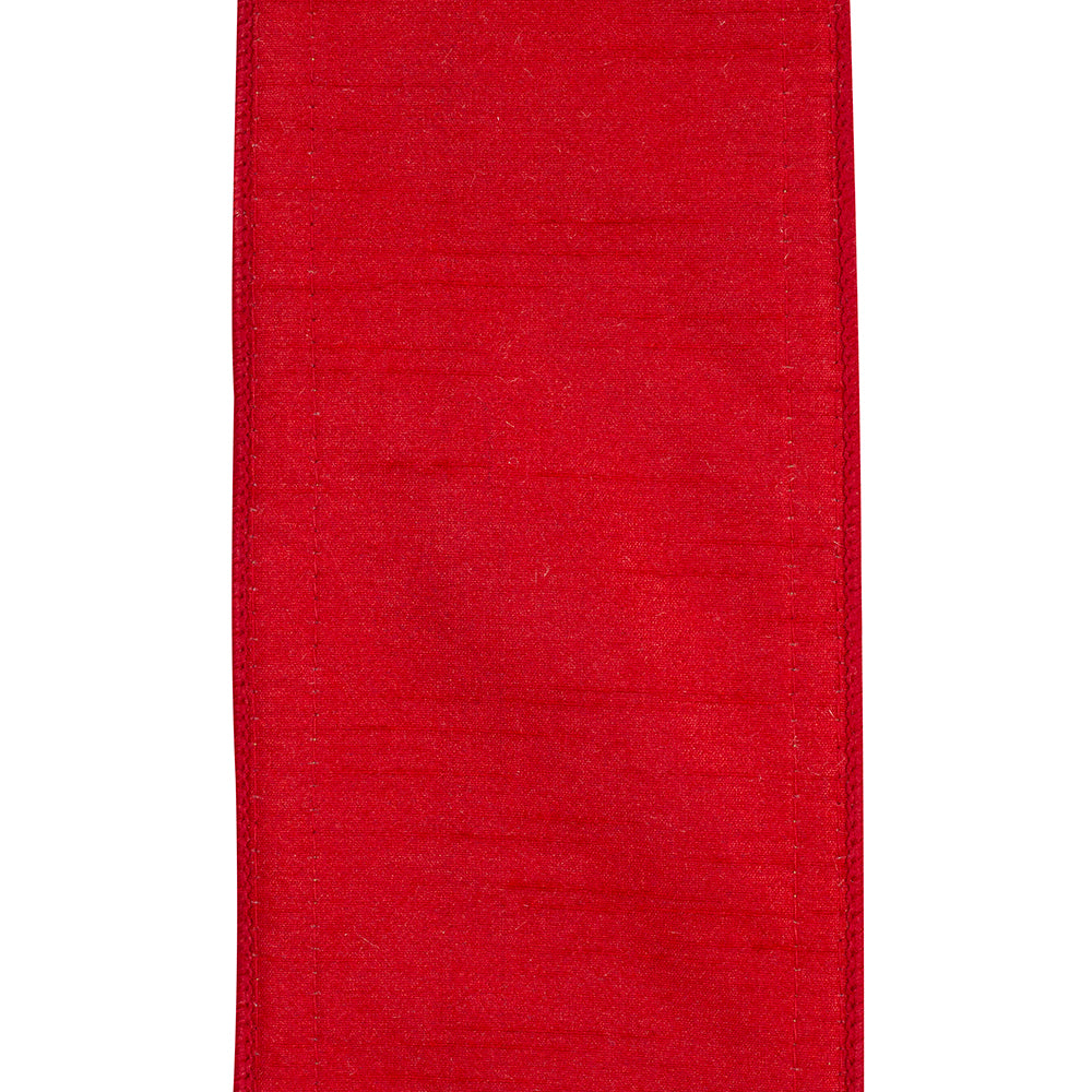 4" x 5 Yds Red Velvet Rhinestone Edge Wired Ribbon