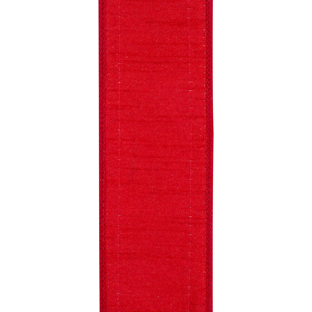 2.5" x 5 Yds Red Velvet & Emerald Rhinestone Wired Ribbon