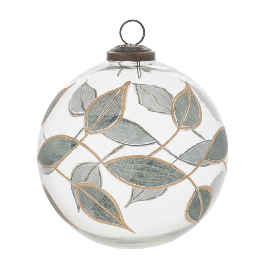 Leaf Pattern Glass Ball Ornament – 5"