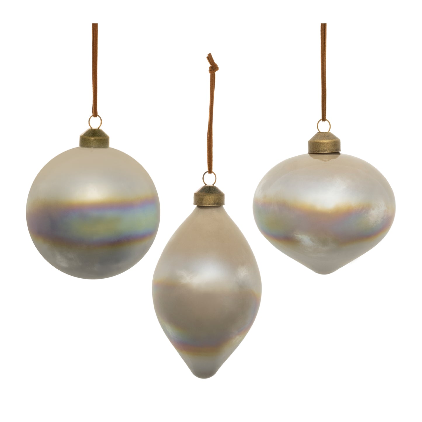 Pearlescent Glass Ornaments – Sold Separately