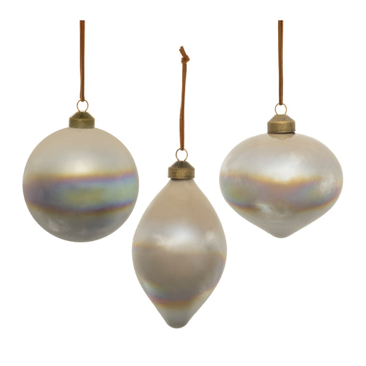Pearlescent Glass Ornaments – Sold Separately