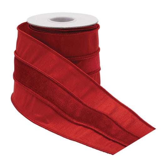Red Velvet & Satin Ribbon – 4" x 5 Yards