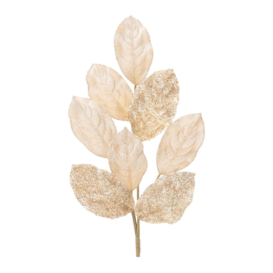 Champagne Glitter Leaf Spray – 27.5"