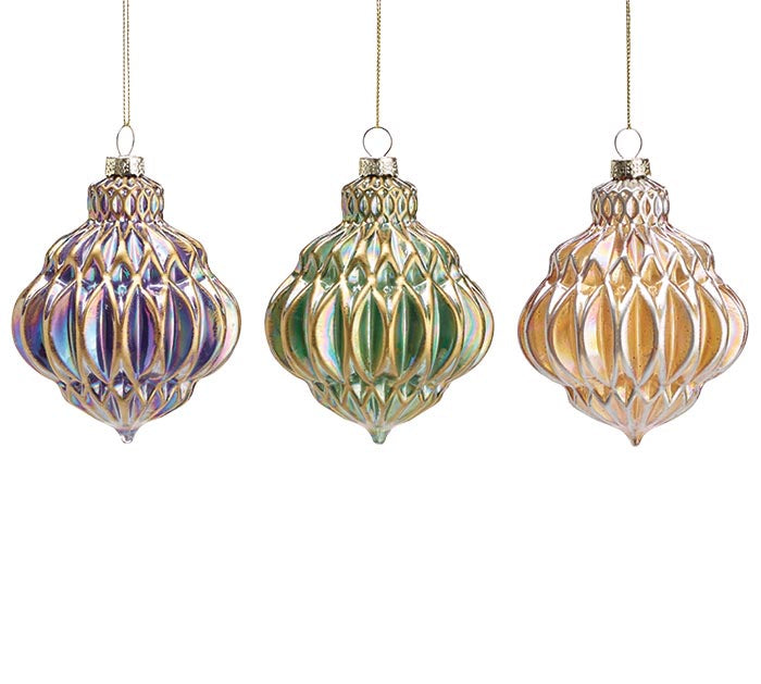 4.25" Iridescent Jeweled Glass Ornament