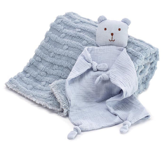 Blue Bear Baby Blanket & Towel Gift Set
