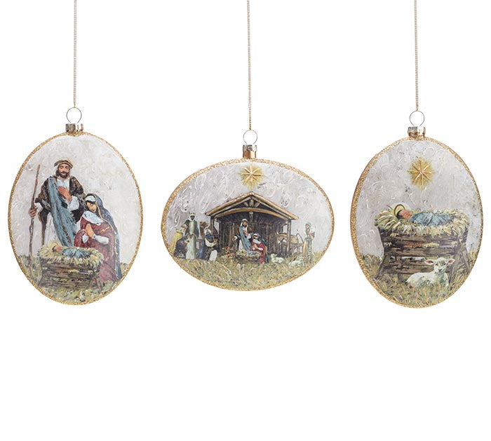 Nativity Scene Oval Ornaments – Sold Separately