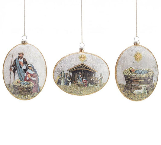 Nativity Scene Oval Ornaments – Sold Separately