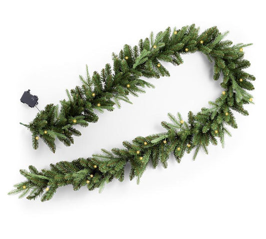9' Pre-Lit Mixed Evergreen Garland