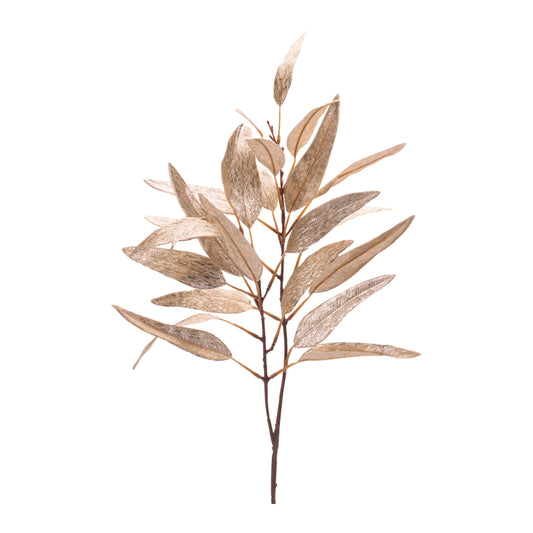 Gold Glitter Willow Leaf Spray – 32"