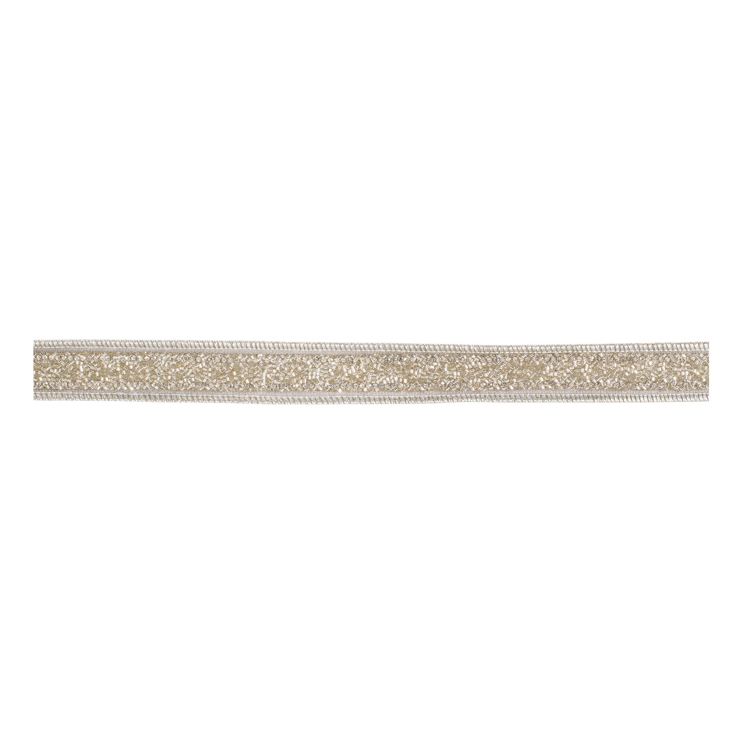 Platinum Beaded Center Ribbon – 1.5" x 5 Yards